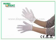 White Color Discharge Nylon Electrostatic Gloves With PVC Dots