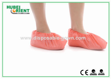 Medical CPE Shoe Cover Waterproof Colorful Prevent Splash With Elastic Rubber