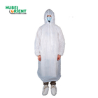 Blue/White Elastic Cuffs Hooded PE Plastic Disposable Raincoat Waterproof