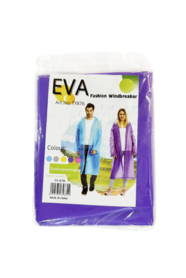 Blue/Purple/Yellow/Red Disposable EVA Raincoat With Hood For Adult/Children